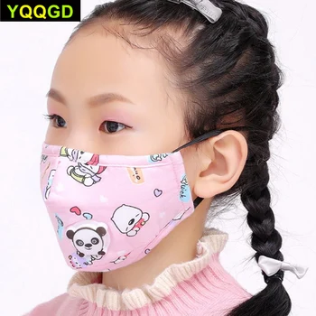 1Pcs Pozimi Otrok Dihalno Masko Ventil Risanka Panda Zgostitev Smog Masko Topla Maska Prilega 2-10 Let Stari Otroci