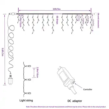YASENN 6M LED Ledenica Niz Luči Droop Božič prostem luči Pravljice Luči garland Za Poroko/Stranka/Zavese/Vrt Dekor