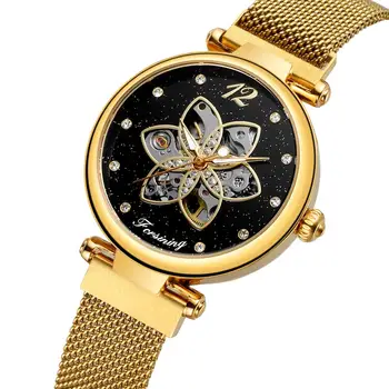 Forsining luksuzni samodejno dame watch samodejno okostje nepremočljiva dame watch darilo ure top blagovne znamke design ure