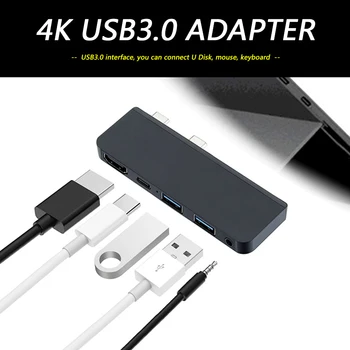 USB 3.0 Dvojno Tip-C HUB 4K HDMI Nastavite Pretvornik USB-C Avdio Tok v Gospodinjstvu Računalnik Varnost Deli za Surface PRO X