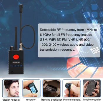Anti Spy Brezžična RF Signala GPS Detektor GMS Finder Tracker Optičnega Anti-wiretapping Naprave Lasersko skeniranje, Odkrivanje objektiv