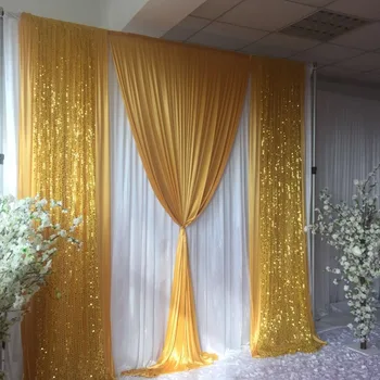 Brezplačna dostava 3m H x3mW bele zavese z zlato ledu svile bleščica zavesa ozadje svate, dekoracijo
