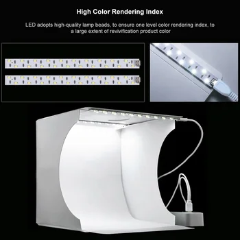 NAGNAHZ 40 cm LED Prenosni Fotografija Studio Prenosni Mini Polje Svetlobe Studio z 2pcs LED Luči in 6pcs Okolij