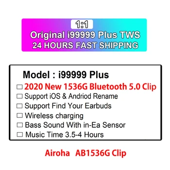 Original i99999 Plus TWS brezžične slušalke 1:1 V uho Šport Slušalke Slušalke Bluetooth Slušalke Stereo Slušalka Polno Funkcijo