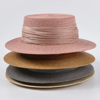 USPOP poletni klobuk ženske slame nedelja klobuk plaži klobuki ženski rafija, slamnati klobuki priložnostne barva Britanski ravno široko roba slame fedoras