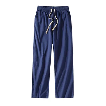 Poletje plus velikost hlače moški 8XL 9XL 10XL 12XL perilo oversize Japonskem slogu letnik domu svoboden naravnost hlače širok noge hlače 60 modra