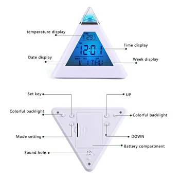 Ustvarjalne večnamensko trikotni piramida budilka zaščita oči pisane noč svetlobe doma spalnica dekoracijo doma