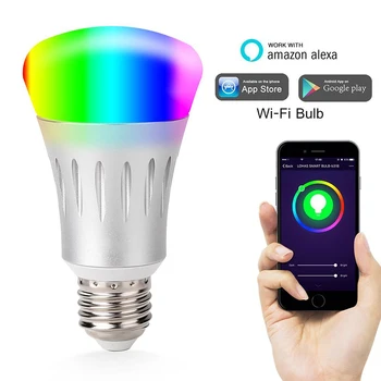 E27 LED Smart Žarnica WIFI Nadzor Zamenljiva Barvni Žarek Pametni Dom Wake-UP Visoke Svetlosti Pisane LED Brezžični Noč Sijalka