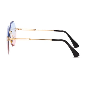 Blagovno ZNAMKO DESIGN Moške Pilotni sončna Očala Ženske Letnik Rimless Očala za Sonce Modro Gradient Objektiv UV400 Zaščito Vožnje oculos de sol