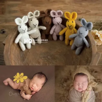 Novorojenček dojenček Fotografija Rekviziti Lutka Studio Fotografijo ustrelil Rekviziti BabyKnitted Zajec Doll Igrača za novorojenčka fotografija dodatki