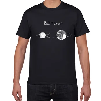 Moda vesoljsko ladjo nazaj domov majica s kratkimi rokavi moški Bombaž 2018 Poletje T-shirt Črna Design Vrhovi Tees ohlapna Oblačila majica homme