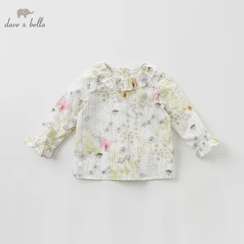 DB9947 dave bella baby dekleta pomlad malčke baby modni t-shirt malčka vrh otroke visoke kakovosti tees lep cvetlični oblačila