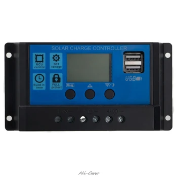 PWM 10/20/30A Dvojno USB Sončne celice, Regulator Baterija Polnjenje Krmilnik 12/24V LCD