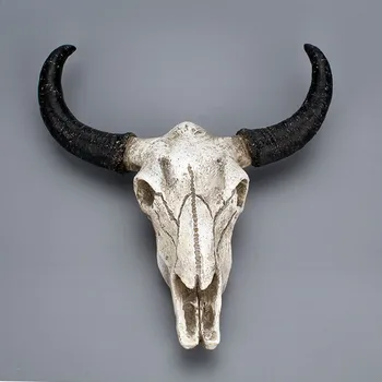 Smole Longhorn Krava Skull Glave Steni Visi Dekor 3D Živali Prostoživečih živali, Kiparstvo Figurice Obrti Rogovi Doma Halloween Dekor Darilo
