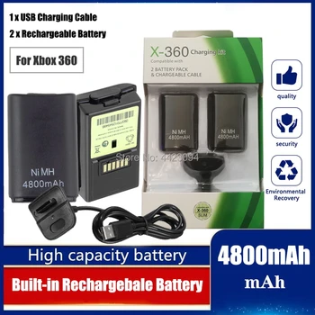 4800mah Baterije+Polnjenje prek kabla USB Kabel Polnilnika Za Xbox 360 Brezžični/ Žični Krmilnik Bateria Akumulatorske Baterije,