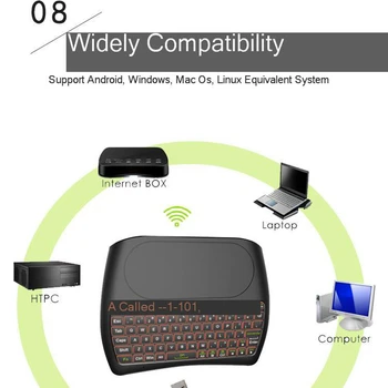 SeenDa 2,4 GHz Brezžična Tipkovnica z Velikimi TouchPad 7 Barvo Ozadja USB Sprejemnik Miška Tipkovnica za Računalnik Android TV Box HTPC