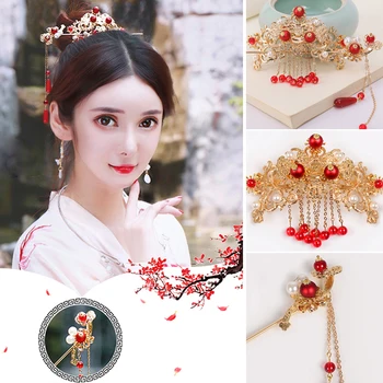 Nevesta Tiara Ostra Kitajski Stil Poroka Pribor Za Lase Majhne Phoenix Coronet Poročne Tradicionalnih Lase Krono