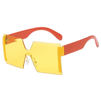 Moda Prevelik Kvadratnih Rimless sončna Očala Ženske blagovne Znamke Oblikovalec Ravno Top Velika Očala za Sonce Ženskega Enem Kosu Potovanja Gafa de sol