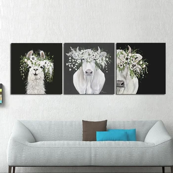 GOODECOR Živali Plakat Stenske Slike Za Spalnico Lepe Krave In Ovce Slikarstvo Opremo Doma Plakat Dekor Platno brez okvirjev