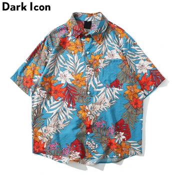 Temno Ikono Havajih Srajce Moške Poletne Plaže moška Majica Kratek Rokav Prevelik Majica za Moške Ulične Oblačila