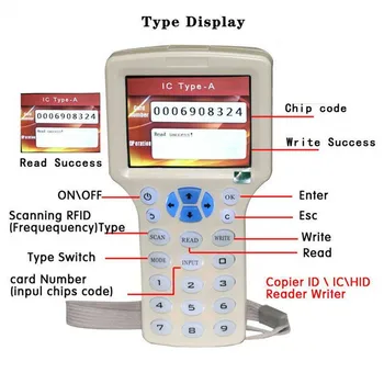 10 Frekvenca RFID, NFC, Smart Card Reader Duplicator 125KHz Ključni fob Bralec Pisatelj 13.56 MHz Šifrirana Programer USB tekočina iz kopirni stroj
