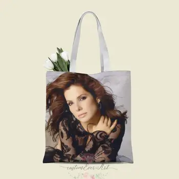 Sandra Bullock tote vrečke po meri platno tote vrečke za ženske za učitelja Rojstni dan Torbe Darilni Vrečki osebna darila