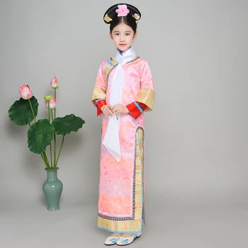 Otrok je Deklica Stari Kostum Qing Sodišče Princesa Ljudskih Plesno Obleko za Tradicionalno Kitajščino Hanfu Ples Fazi Kostum