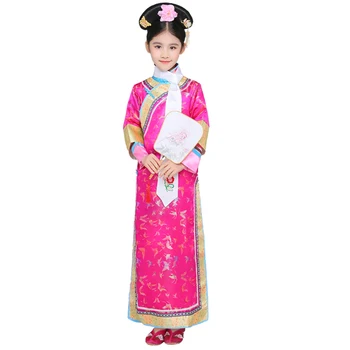 Otrok je Deklica Stari Kostum Qing Sodišče Princesa Ljudskih Plesno Obleko za Tradicionalno Kitajščino Hanfu Ples Fazi Kostum