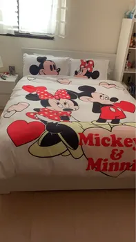 Minnie Posteljnina Mickey Nastavite Lep Par, Kraljica King Size Postelja Nastavite Otrok Rjuhe Kritje Blazino Primerih Tolažnik Kompleti Posteljnine