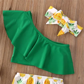 0-4 Let Baby Dekle 3pcs Kopalke Ananas Tiskanja Lok Bikini 2020 Kopalke Baby Dekleta Malčka, Plavanje Obleko Oblačila