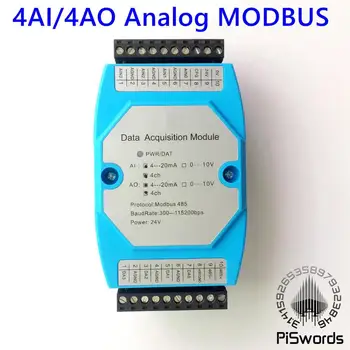 Analogni Vhodni in Izhodni Modul 4 Kanalov, 12 bitnih AD/DA Izoliranih 4AI / 4AO RS485 MODBUS Protokol Komunikacije RS485 na Ethernet