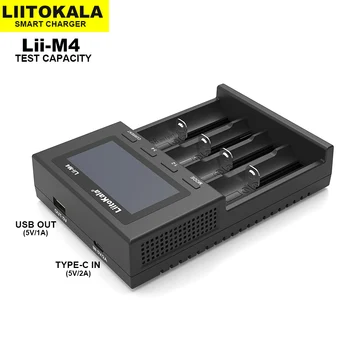 LiitoKala Lii-M4 18650 Polnilnik Zaslon LCD Univerzalni Smart Polnilec Test zmogljivosti za 26650 18650 21700 AA AAA itd 4slot 5V 2A