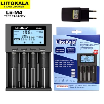 LiitoKala Lii-M4 18650 Polnilnik Zaslon LCD Univerzalni Smart Polnilec Test zmogljivosti za 26650 18650 21700 AA AAA itd 4slot 5V 2A