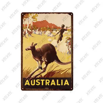 Vintage Avstralija Koala Turističnih Kovinski Znak Tin Prijavite Dekor Plošče, Kovinske Letnik Bar Pub Dnevna Soba Dekorativni Železo Pločevina