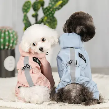 Oblačila za pse, Nepremočljiva Modni Pes Suknjič Jesensko Zimski pulover s kapuco štirinožni obleke dežni Plašč Reflektivni Nastavljiv Pet Jumpsuit
