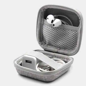 TUUTH EVA Kabel Vrečko za Shranjevanje Ustreza USB Polnilnik, Slušalke Žične Moči Banke Podatkov Linijo Črno/Siva Prenosni Potovanja Kabel Vrečko