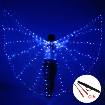 Ples trebuh LED Krila Rekviziti za 360 Stopinj LED Sveti Krila Dekleta Ples Krila Kota Odpiranja Plesalka Rekviziti Krila S Palicami