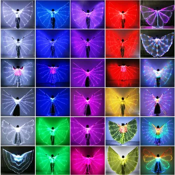 Ples trebuh LED Krila Rekviziti za 360 Stopinj LED Sveti Krila Dekleta Ples Krila Kota Odpiranja Plesalka Rekviziti Krila S Palicami