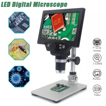 G1200 Elektronski Digitalni Mikroskop 12MP 7 Palca Velik Zaslon HD LCD Zaslon 1-1200X Neprekinjeno Ojačanje Orodje Lupa
