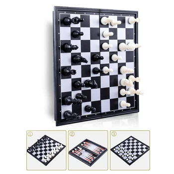 3 v 1 Zložljiva Magnetni Backgammon Dama, Šah in družabne Igre Inteligentne Igrače Potovanja Igre Konkurence Igrače