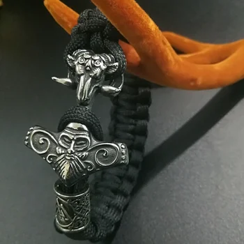 Viking Odin Amulet Zapestnice za Moške Thor Mjolnir Kladivo Paracord Zapestnica Rune Obesek Valknut Talisman Bangle Zapestnice
