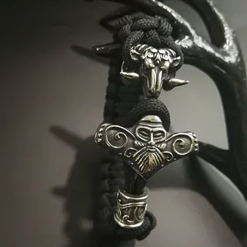 Viking Odin Amulet Zapestnice za Moške Thor Mjolnir Kladivo Paracord Zapestnica Rune Obesek Valknut Talisman Bangle Zapestnice