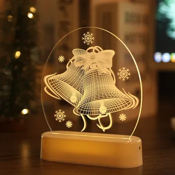 Snežak Bell Akril Ornament Noč Lahka 3D Božični Luči LED Soba Dekoracijo Doma Stranka Vzdušje Otroci Počitnice Darilo