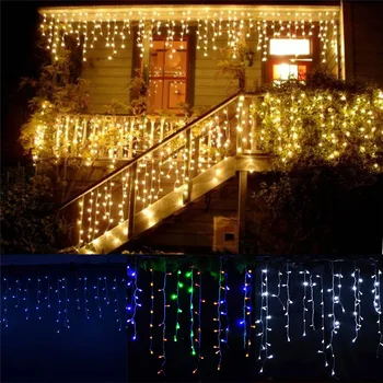 5M LED Božična Svetloba Zunanja Notranja Garland Niz Vila Lučka Ulica Ledenica Zavesa Spusti za 0,4-0,6 m Vrt Doma Deco 110-220V
