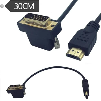 High Speed HDMI v DVI 24+1 Moški kota 90° 0,3 m Kabla