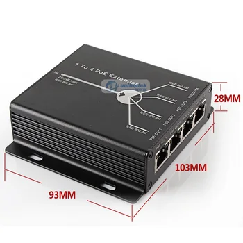 25.5 W Max IEEE802.3at v, IEEE802.3af Output Single 4 Kanal 4-Vrata, PoE Extender POE Repetitorja Max Transimitte 120 M Oddaljenost