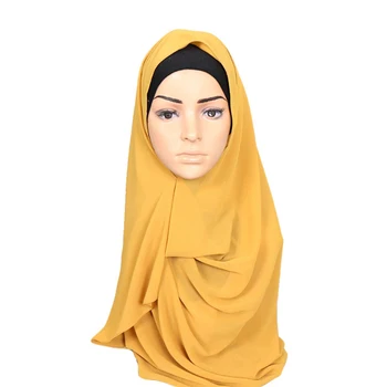 2020 Muslimanskih Dvojno Zanke šifon hidžab šal femme musulman ovijte glavo, rute islamske headscarf malezija hidžab ženski foulard