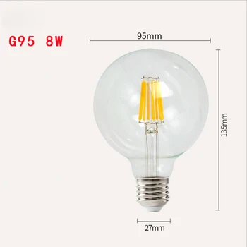 E27 Retro Edison LED Žarnice Žarnica Svetilka 220V Žarnice G80 G95 G125 Stekleni balon Letnik Sveča, Luč 2W 4W 6W 8W