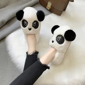 Srčkan panda pari plišastih dekleta v jeseni in pozimi obrabe mehko-soled udobno risanka srčkan plišastih bombaž čevlji velikosti 45
