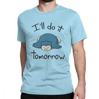 Novost Ne Danes Majice s kratkimi rokavi Moški Pet Minut Snorlax Anime T-Shirt Mens Bombaž Tees Najboljše Darilo Oblačila sem Lahko, Ampak ne bom